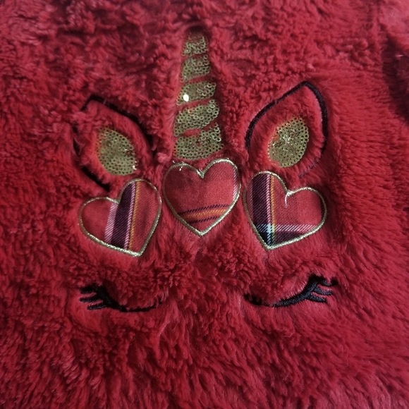 Btween Red Furry Unicorn Sweater for Girls - Picture 3 of 6